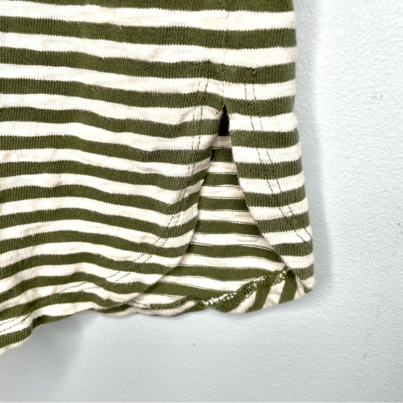 Merona Olive Striped Knit 3/4 Sleeve Top Women’s XS Exposed Zipper - Picture 8 of 12